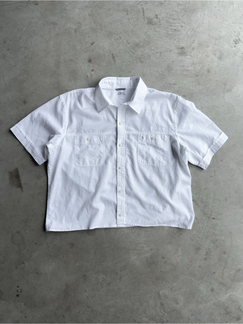 Cropped Boxy Blank White Button Up Shirt